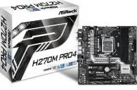 Mainboard|ASROCK|Intel H270 Express|LGA1151|MicroATX|2xPCI-Express 3.0 1x|2xPCI-Express 3.0 16x|2xM.2|Memory DDR4|Memory slots 4|1x15pin D-sub|1xDVI|1xHDMI|2xUSB 2.0|3xUSB 3.0|1xUSB type C|2xPS/2|1xRJ45|3xAudio port|H270MPRO4