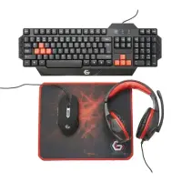 Gembird GGS-UMG4-01 keyboard+ mouse+ mousepad+ headphones set Ultimate 4-in-1 Gaming kit, Gaming, US, Membrane, Wired, Black