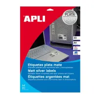 Etiketid Apli  210 x 297 mm 20 l, ümar nurk, hõbe, v-kindel