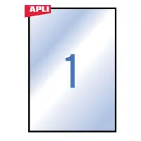 Etiketid Apli veekindlad, iseliimuvad 210 x 297mm 20l/pk, läbipaistev