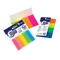 Indeksid Forpus 20x50mm, 4värvi x 20tk, läbipaistev neoon, plast (kogus 2 tükki)