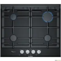 Bosch Hob PRP6A6D70 Gas on glass, Number of burners/cooking zones 4, Rotary knobs, Black