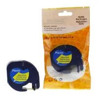 Markeerimislint Dymo LetraTag 12mm x 4m kollane plast, analoog