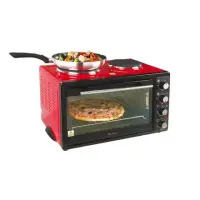 DomoClip Mini oven with electric hob  DOC139 30 L, Combined oven and electric hobs, Red/ black, Mechanical, 30 L