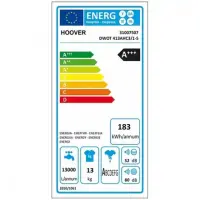 Hoover Washing mashine DWOT 413AHC3 Front loading, Washing capacity 13 kg, 1400 RPM, A+++, Depth 67 cm, Width 60 cm, White, Steam function, Display, LCD, – pilt 3