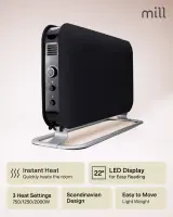 Mill | Heater | SG2000LED | Convection Heater | 2000 W | Number of power levels 3 | Suitable for rooms up to 5-20 m² | Black – pilt 10