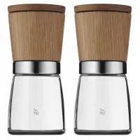 WMF 2-Piece Salt and Pepper/Spice Mill Housing material Wood/Glass, Ceramic grinding mechanism. Adjustable grind from coarse to fine.