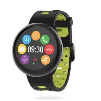 MyKronoz Smartwatch ZeRound 2 HR Premium Waterproof, Black/Yellow, Built-in pedometer, Heart rate monitor, TFT color touchscreen, Bluetooth, Touchscreen, 53 g