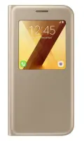 Samsung S-View standing cover, Samsung Galaxy A5 (2017) A520, PU leather, Gold