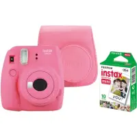 Fujifilm Instax Mini 9 camera + Instax mini glossy (10) + Camera Case Flamingo Pink, 0.6m - ∞