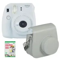 Fujifilm Instax Mini 9 camera + Instax mini glossy (10) + Camera Case Smoky White, 0.6m - ∞