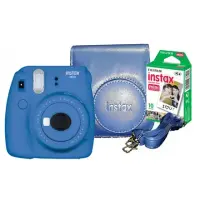 Fujifilm Instax Mini 9 camera + Instax mini Glossy (10pl) + Camera Case Cobalt Blue, 0.6m - ∞