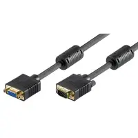 Goobay Full HD SVGA monitor extension cable, gold-plated VGA cable, Black, 3 m