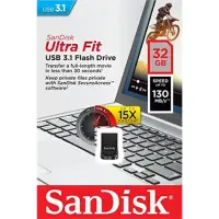 Sandisk Ultra Fit™ USB 3.1 - Small Form Factor Plug and Stay Hi-Speed USB Drive 32 GB, USB 3.1, Black