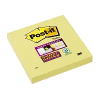 Märkmepaber Post-It SUPER STICKY, 76x76mm,  kanaarikollased, 6 tk