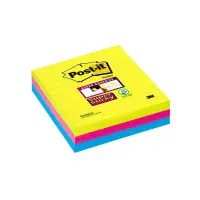 Märkmepaber Post-It Super Sticky 100x100mm, assortii, jooneline, 3tk
