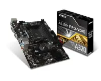 Mainboard|MSI|AMD A320|SAM4|MicroATX|2xPCI-Express 3.0 1x|1xPCI-Express 3.0 16x|Memory DDR4|Memory slots 2|1x15pin D-sub|1xDVI|1xAudio-In|1xAudio-Out|1xMicrophone|2xUSB 2.0|4xUSB 3.1|1xPS/2|1xRJ45|A320MPRO-VD/S