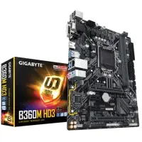 Gigabyte B360M HD3 1.0 Processor family Intel, Processor socket LGA1151, DDR4 DIMM, Memory slots 2, Chipset Intel B, Micro ATX