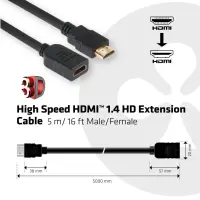 CLUB 3D HDMI 1.4 HD Cable 5Meter M/F – pilt 3