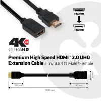 CLUB 3D HDMI 2.0 UHD Cable 3M M/F