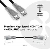 CLUB 3D HDMI2.0 M/M CABLE 1M 4K 60Hz CER – pilt 6