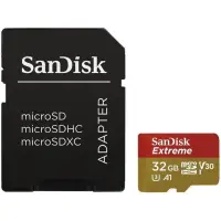 SANDISK Extreme microSDHC 32GB + SD Adapter + RescuePRO Deluxe 100MB/s A1 C10 V30 UHS-I U3