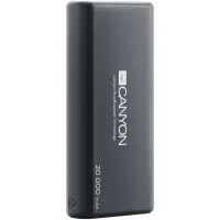 CANYON PB-204 Power bank 20000mAh Li-poly battery, Input 5V/2.1A, Output 5V/2.1A(Max), with Smart IC, Black, 3in1 USB cable length 0.3m, 140*64*23.5mm, 0.361Kg