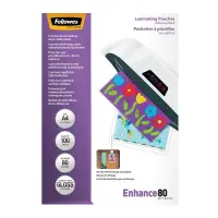 Iseliimuvad lamineerimistaskud Fellowes, A4 80mic, 100 tk/pk