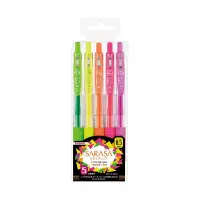 Geelpliiats ZEBRA Sarasa Neon 0,5mm, 5 neoonvärvi komplekt
