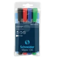 Marker permanentne Schneider 130, 1-3mm koonus,  4 värvi