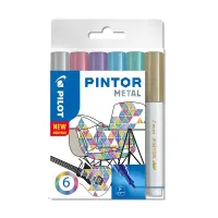Marker permanentne Pilot Pintor metallic, 1.0mm koonus, 6 värvi