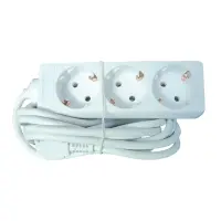 Pikendusjuhe 3p/5m valge,maandusega, lülitita