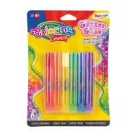 Liim COLORINO, glitter, vikerkaar, 6 värvi
