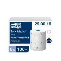 Rullpaberrätikud Tork MATIC Extra Soft H1, 100mx21cm, 2-kih, valge sin.leh-ga 290016 (kogus 6 tükki)