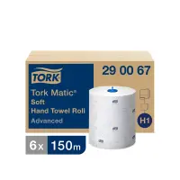 Rullpaberrätikud Tork  Advanced MATIC Soft H1, 150mx21cm, 2-kih, valge hall.leh-ga, 290067 (kogus 6 tükki)