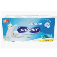 Tualettpaber Paloma Exclusive 3-kihiline valge, 8 rulli