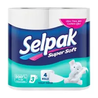 Tualettpaber SELPAK, 3-kihiline, 150 lehte, 18,6m, 4rl/pk, valge
