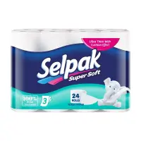 Tualettpaber SELPAK, 3-kihiline, 150 lehte, 18,6m, 24rl/pk, valge