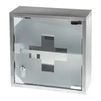 Esmaabikapp klaasuksega, 300 x 120 x 300mm, hall metall