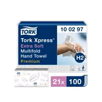 Lehtpaberrätikud Tork Xpress® Extra Soft Multifold, 21.2x34cm, 2-kih, 100 lehte H2 100297 (kogus 21 tükki)