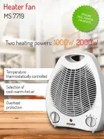 Mesko | Heater | MS 7719 | Fan heater | 2000 W | White – pilt 6