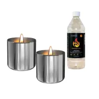 Tenderflame | Gift Set, 2 Tabletop burners + 0,5 L fuel, | Lilly 8 cm | Silver
