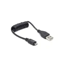 Cablexpert Coiled Micro-USB cable, 0.6 m, black | Cablexpert