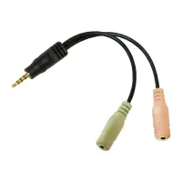Logilink | Audio jack adapter, 4-pin, 3.5 mm stereo male to 2x 3.5mm female | 0.15 m – pilt 2