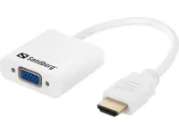Sandberg 508-77 videokaabliadapter HDMI tüüp A (Standard) VGA (D-Sub) + 3.5mm Valge