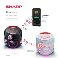 Sharp PS-919 Party Speaker 130 W, White,  With Built-in Battery, TWS, USB, LED, IPX5, 14 h, Bluetooth – pilt 9
