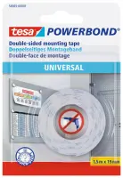 Teip kahepoolne Tesa, 1.5m x 19mm,valge – pilt 2
