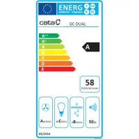 CATA | Hood | GC DUAL A 75 XGWH | Canopy | Energy efficiency class A | Width 79.2 cm | 820 m³/h | Touch control | LED | White glass