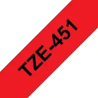 Brother | TZe-451 Laminated Tape | Black On Red | TZe | 8 m | 2.4 cm – pilt 5
