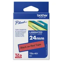Brother | TZe-451 Laminated Tape | Black On Red | TZe | 8 m | 2.4 cm – pilt 8